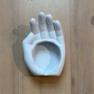 Urban Outfitters White Ceramic Hand Trinket Dish - Decorative Home Art